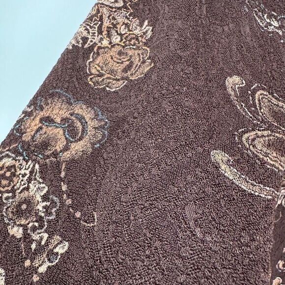 Vintage Y2K East Fifth Textured Brown Paisley & Floral Baby Doll Small Top - Picture 7 of 9